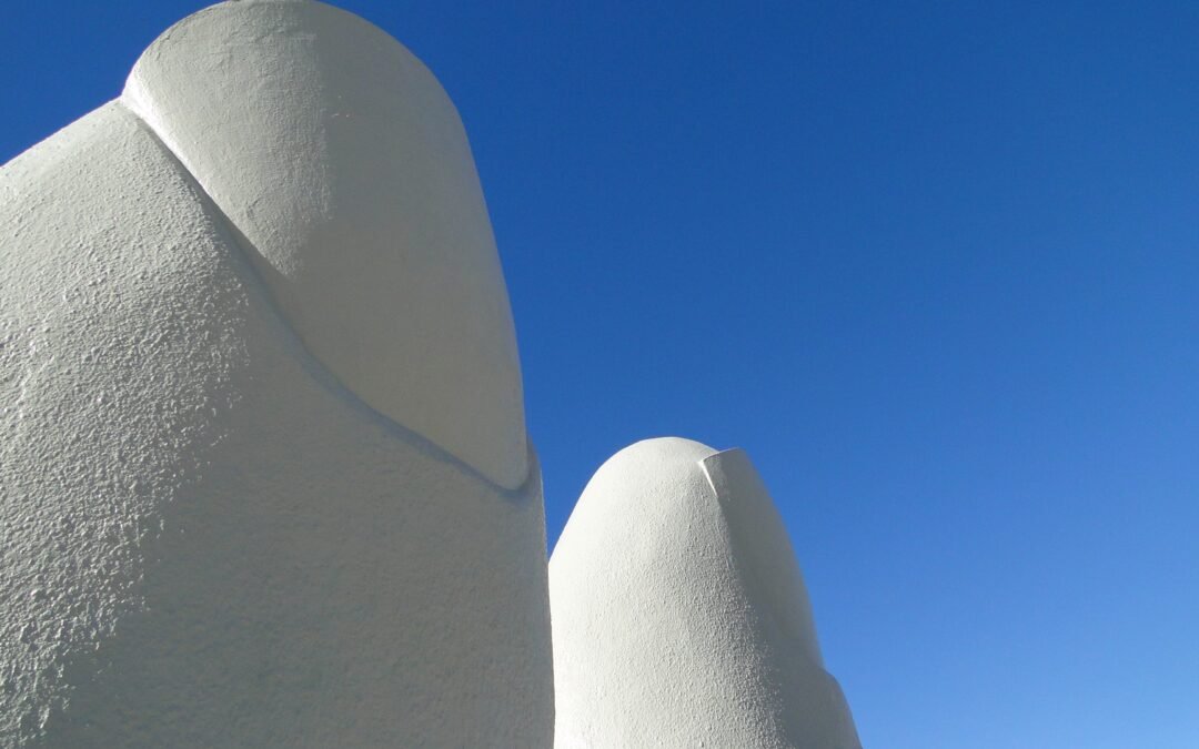 Minimalist Sculpture with Clear Blue Sky